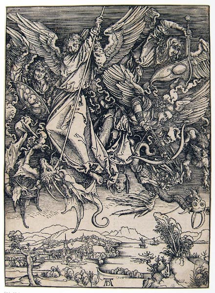 Dürer Albrecht - San Michele che uccide il drago (dalla serie: l' Apocalisse)
